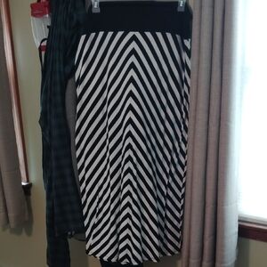 Black and White Striped Women's Skirt